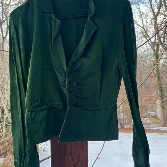 House of Harlow 1960 x Revolve Emerald Green Ruched Blazer Top Size S - Picture 3 of 6